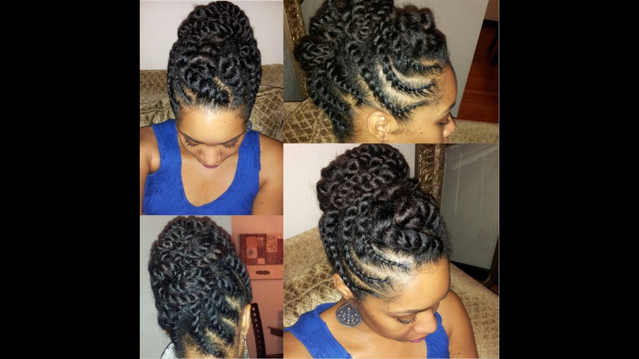 Twisted Updo Hairstyles
 Natural Hair Flat twist Updo Protective Hairstyle
