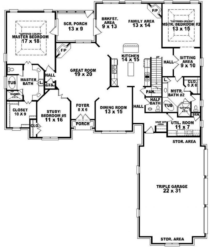 Two Master Bedroom House Plans
 4 Bedroom 3 5 Bath Traditional House Plan with