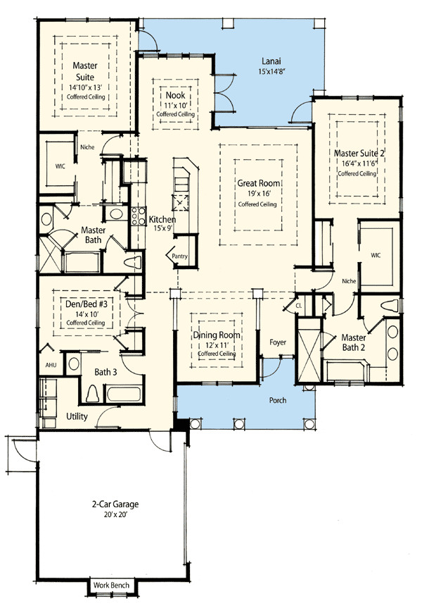 Two Master Bedroom House Plans
 Dual Master Suite Energy Saver ZR