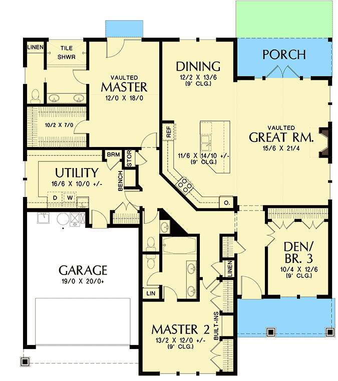 Two Master Bedroom House Plans
 e Story House Plan with Two Master Suites AM