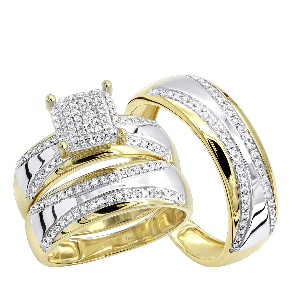 Two Tone Wedding Ring Sets
 Two Tone 10k Gold Wedding Band and Engagement Ring Set