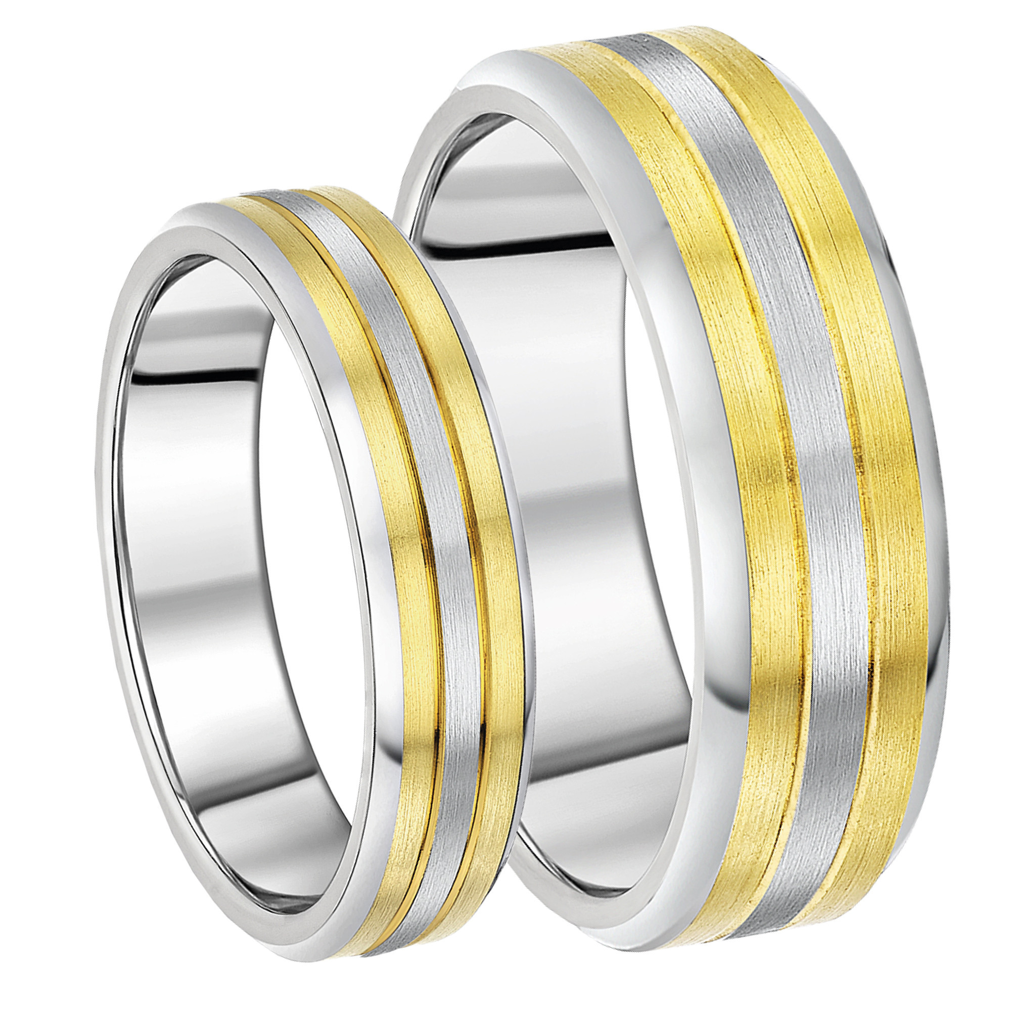 Two Tone Wedding Ring Sets
 His & Hers 6&8mm Titanium Two Tone Wedding Rings