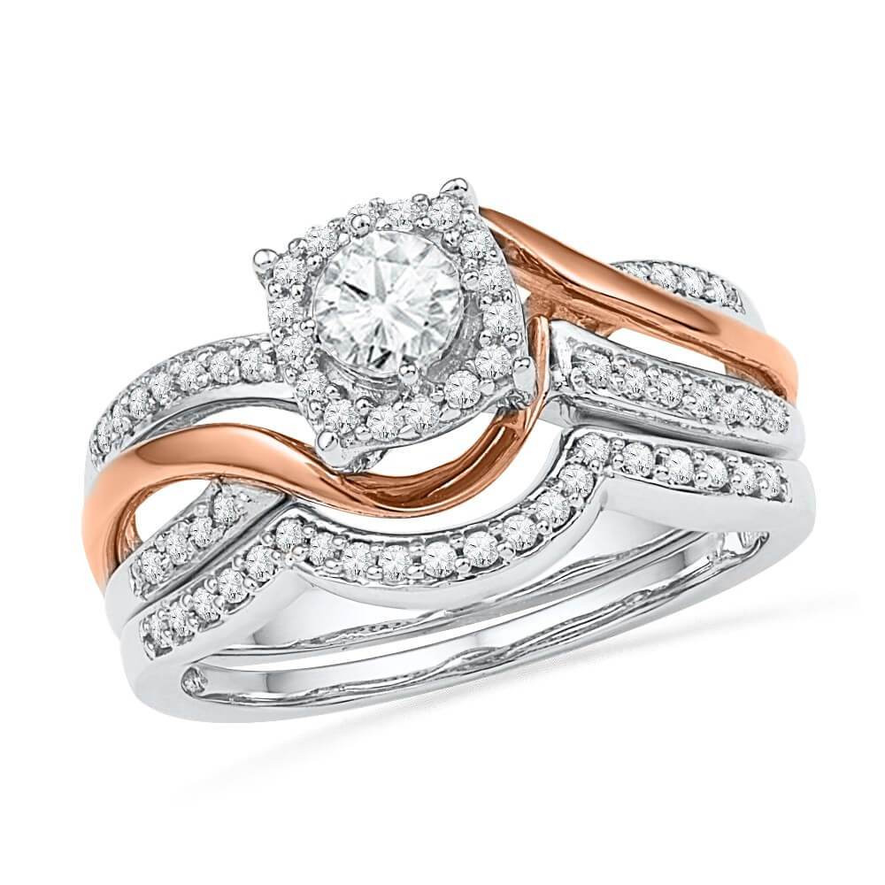 Two Tone Wedding Ring Sets
 Two Tone Diamond Bridal Ring Set SHRB 10K Jewelry
