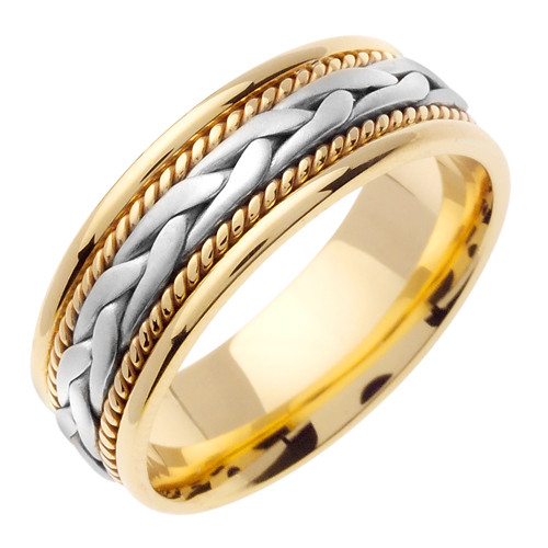 Two Toned Wedding Bands
 Men s Fancy Braided Two Tone Wedding Band in 14k Gold