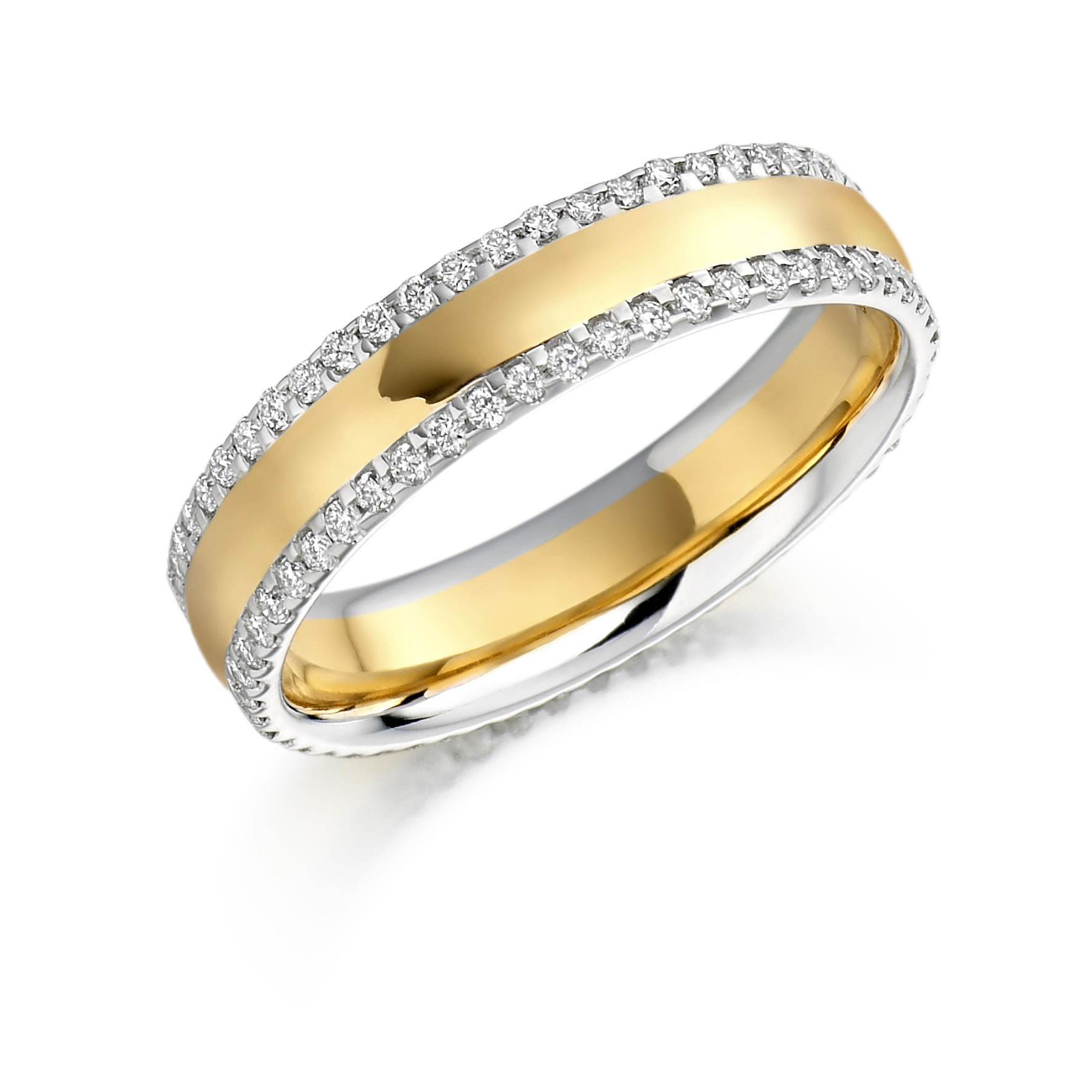 Two Toned Wedding Bands
 Raphael Two Tone Diamond Set Wedding Band