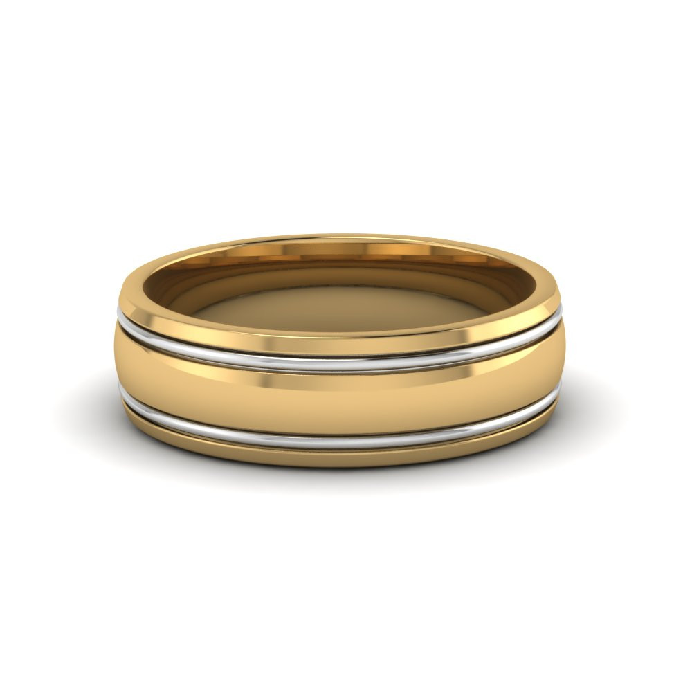 Two Toned Wedding Bands
 Two Tone Mens Wedding Ring In 14K Yellow Gold