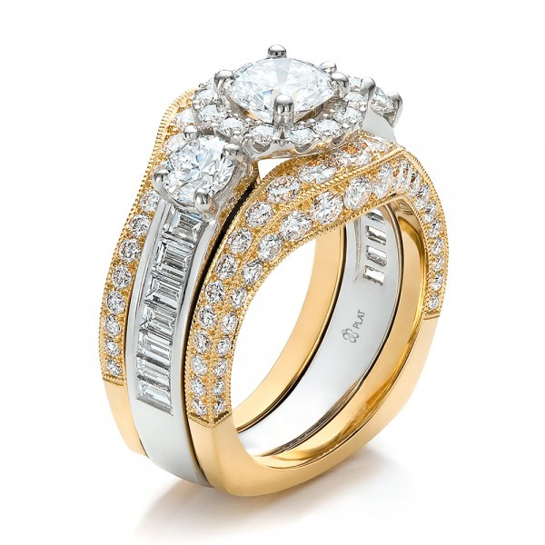 Two Toned Wedding Bands
 Estate Two Tone Wedding and Engagement Ring Set