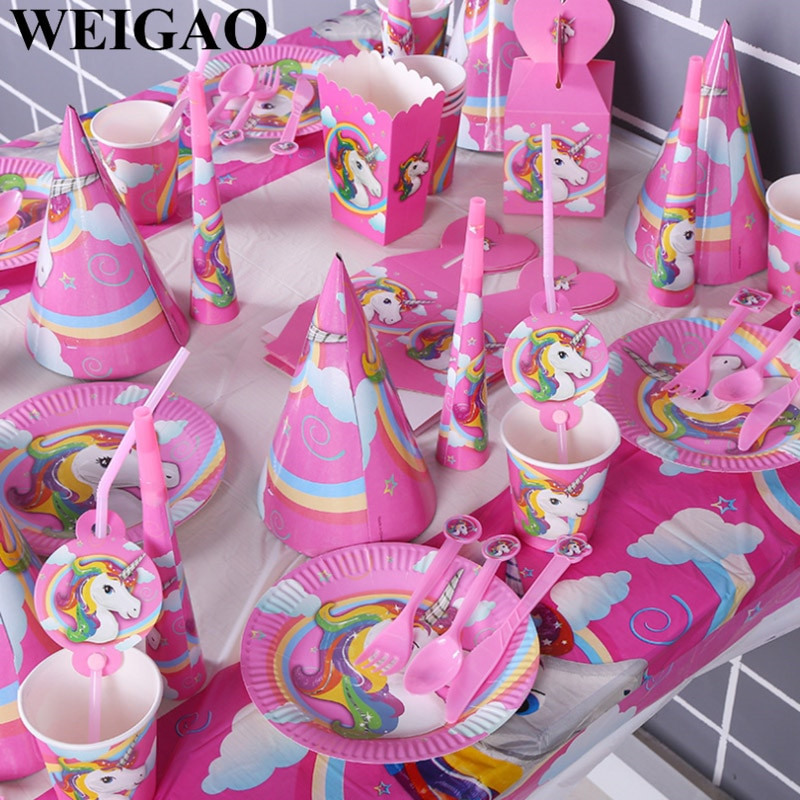 Unicorn Party Favor Ideas
 WEIGAO Pink White Unicorn Theme Party Sets Kids Birthday