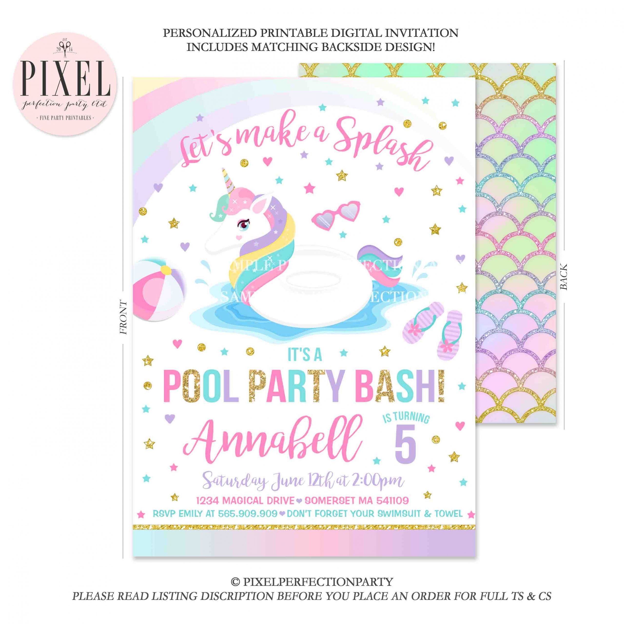 Unicorn Pool Party Ideas
 Pool Party Invitation Unicorn Pool Party Invitation