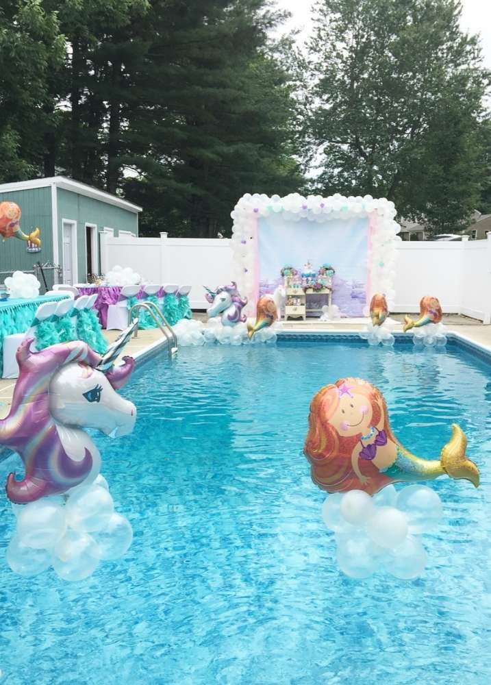 Unicorn Pool Party Ideas
 Unicorns Mermaids fairies Birthday Party Ideas