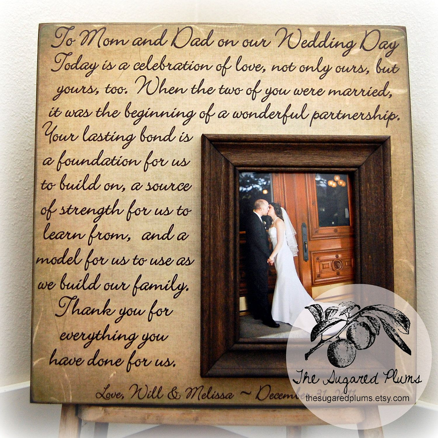 Unique Father Of The Bride Gift Ideas
 Parents Wedding Gift Personalized Picture Frame Custom