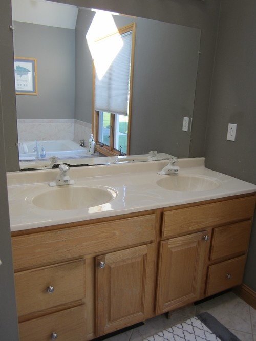 Updated Bathroom Vanities
 Updating bathroom vanity mirror and lighting