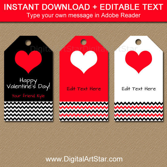 Valentine Gift Tag Ideas
 Printable Valentines Day Gift Tags Editable Valentine Party