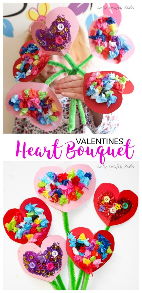 Valentine'S Day Craft Ideas For Toddlers
 Toddler Valentines Heart Bouquet Arty Crafty Kids