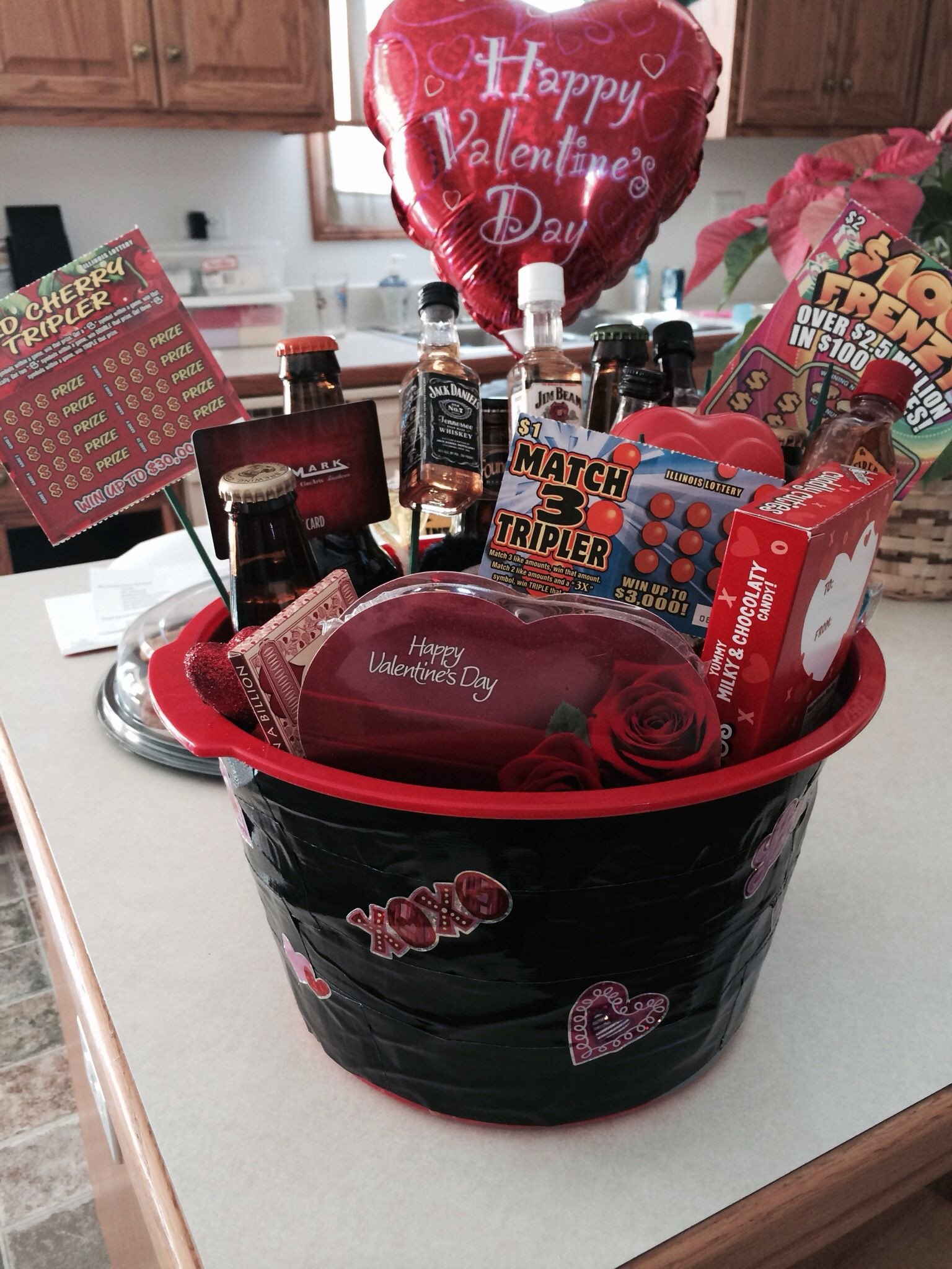 Valentine'S Day Gift Basket Ideas
 Valentines day basket for him I used 6 IPA beers