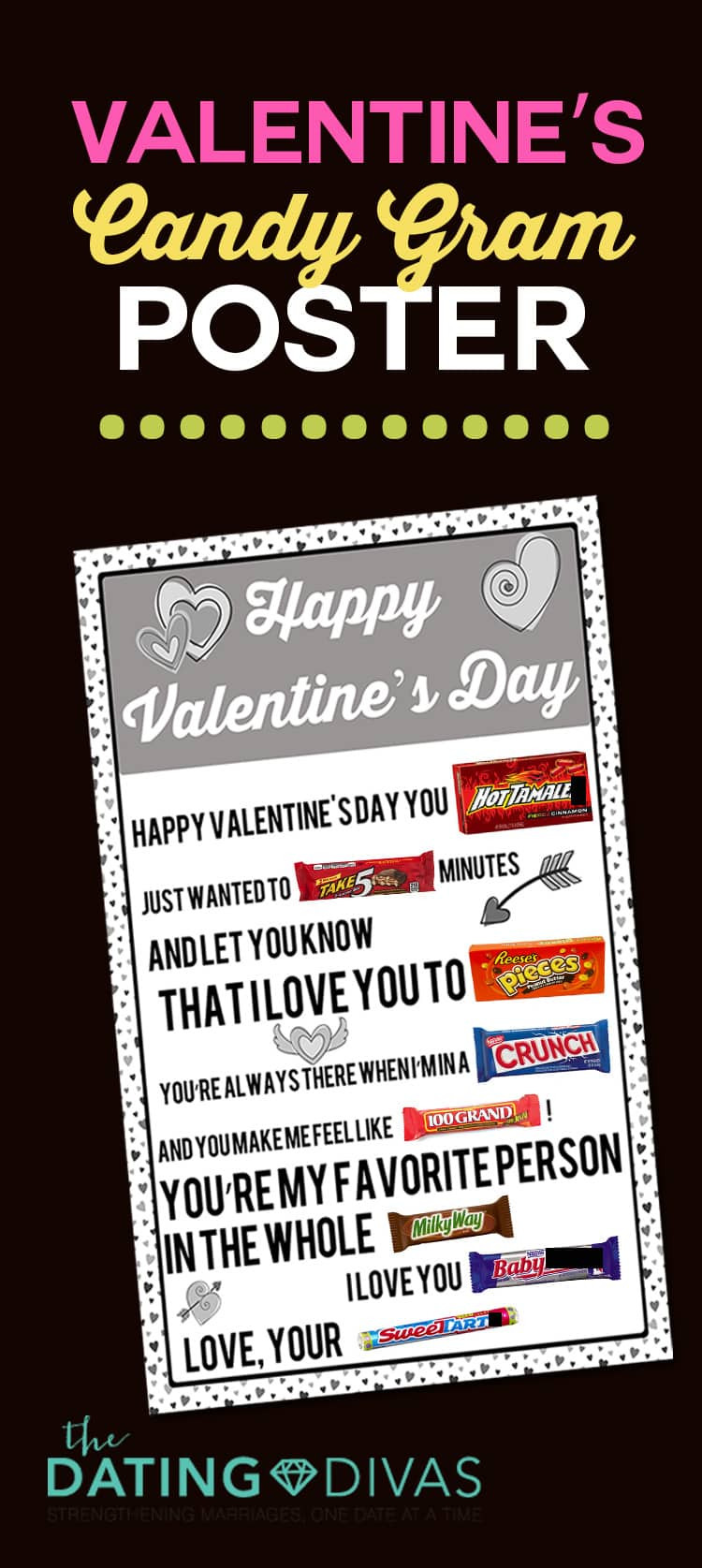 Valentines Day Candy Poster
 Printable Candy Gram Posters The Dating Divas