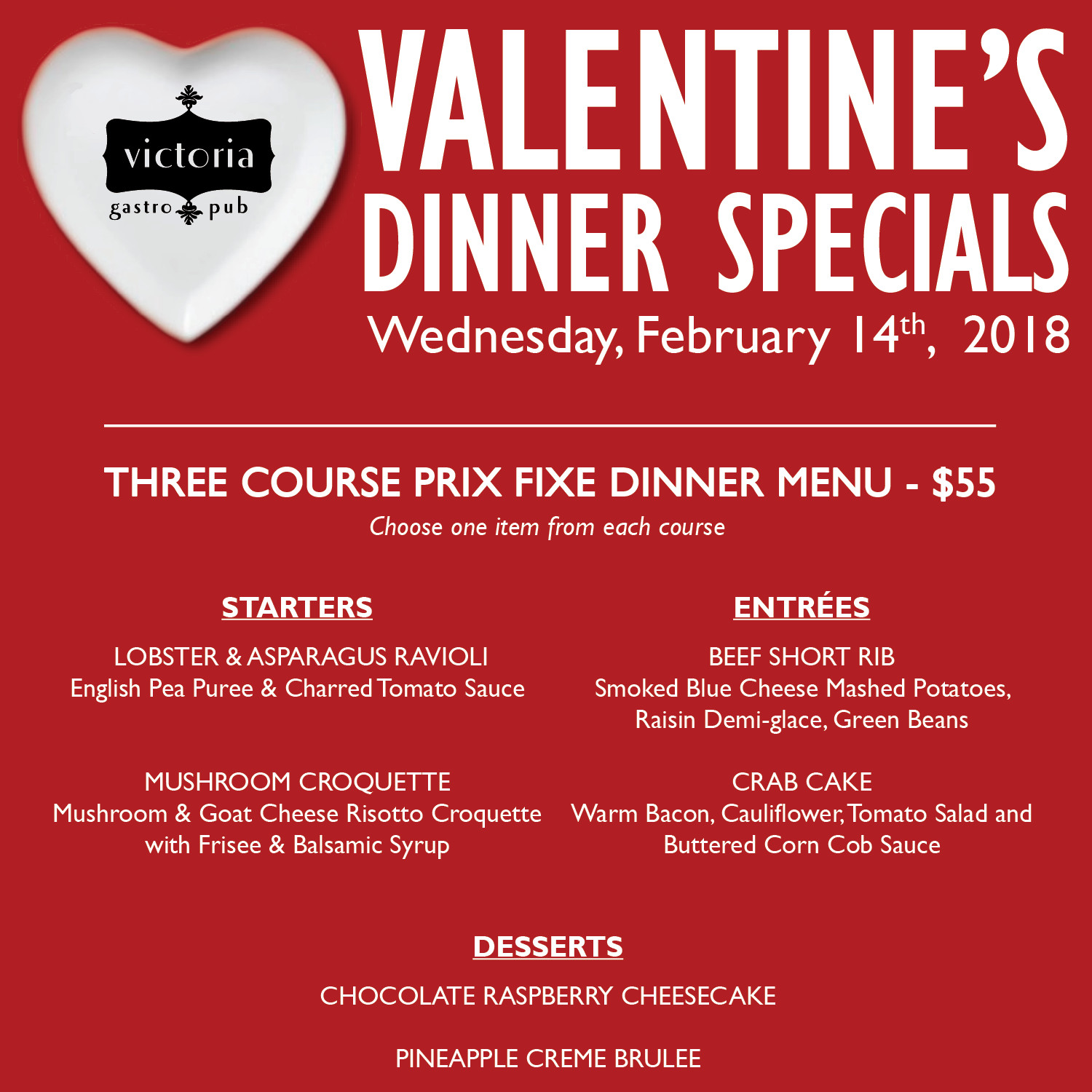 Valentines Dinner Deals
 Valentine s Dinner Specials Victoria Gastro Pub