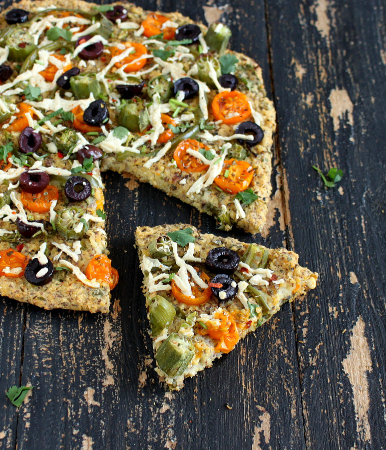 Vegan Millet Recipes
 Millet Kale Chickpea Quiche Pizza topped with Okra golden