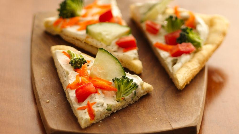 Vegetable Pizza Appetizers
 Easy Crescent Veggie Pizza recipe from Pillsbury