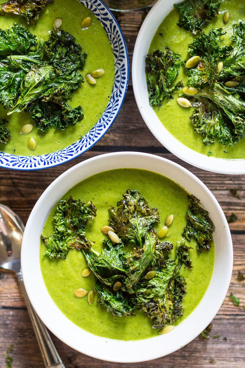 Vegetarian Broccoli Soup Recipes
 Green Goddess Vegan Broccoli Soup Kale Chips The Girl