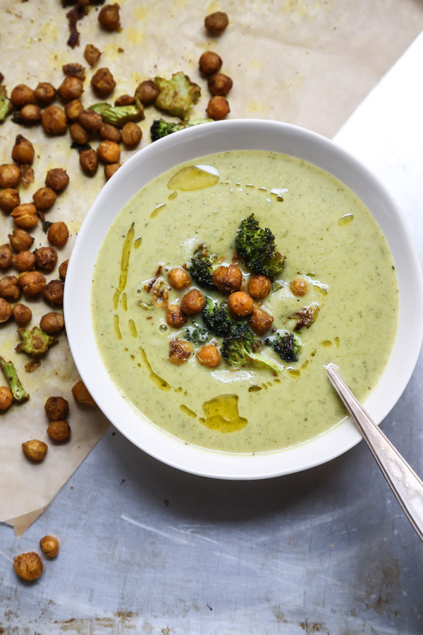 Vegetarian Broccoli Soup Recipes
 Creamy Vegan Broccoli Soup with Curried Chickpeas Feed