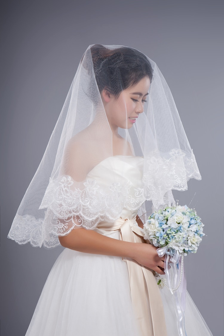 Veil For Wedding Dress
 Free Shippign Lace 1 5 Meters short bridal veil bride