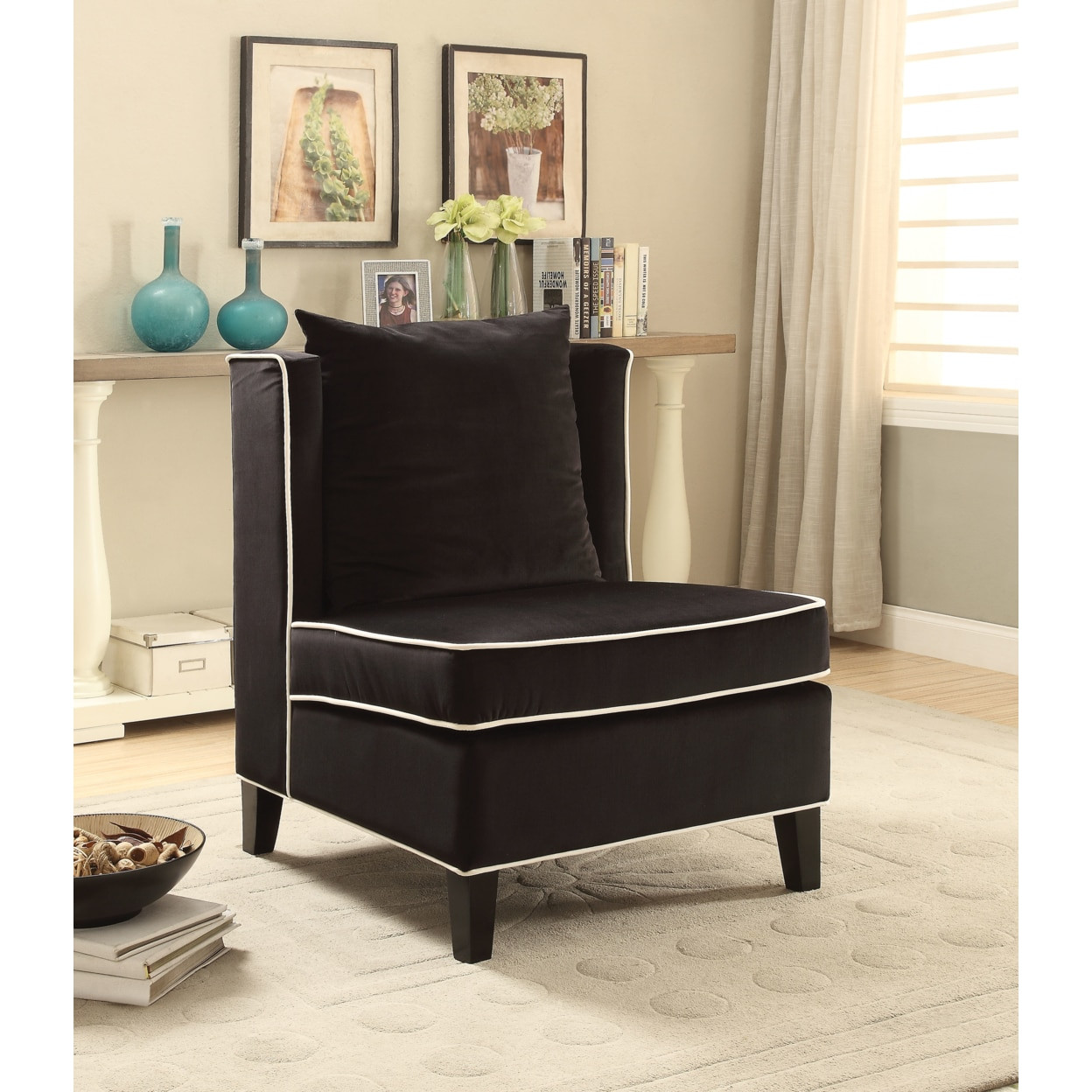 Velvet Living Room Chairs
 Modish Accent Chair Black Velvet in Living Room Chairs