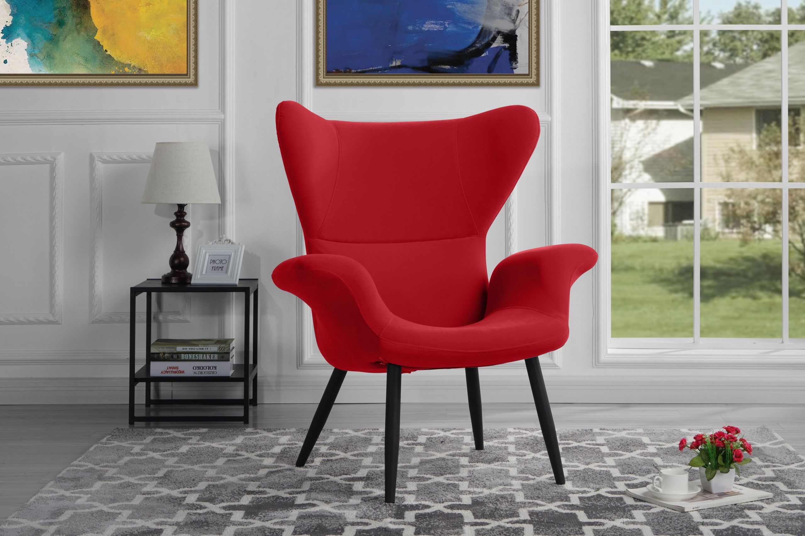 Velvet Living Room Chairs
 Contemporary Velvet Accent Armchair Futuristic Style