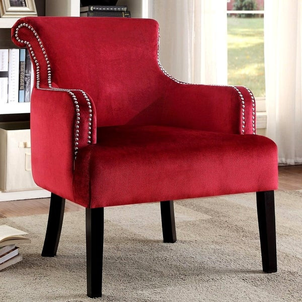 Velvet Living Room Chairs
 Shop Living Room Red Velvet Accent Chair with Nailhead