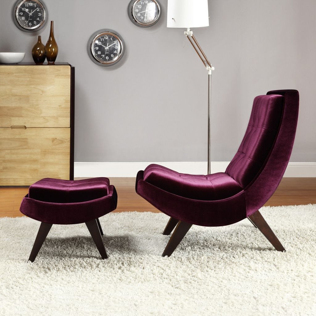 Velvet Living Room Chairs
 Oxford Creek Contemporary Purple Velvet Chair & Ottoman