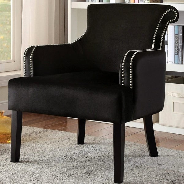 Velvet Living Room Chairs
 Shop Living Room Black Velvet Accent Chair with Nailhead