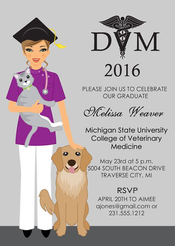 Veterinarian Graduation Party Ideas
 Veterinary School Graduation Invitation Veterinarian