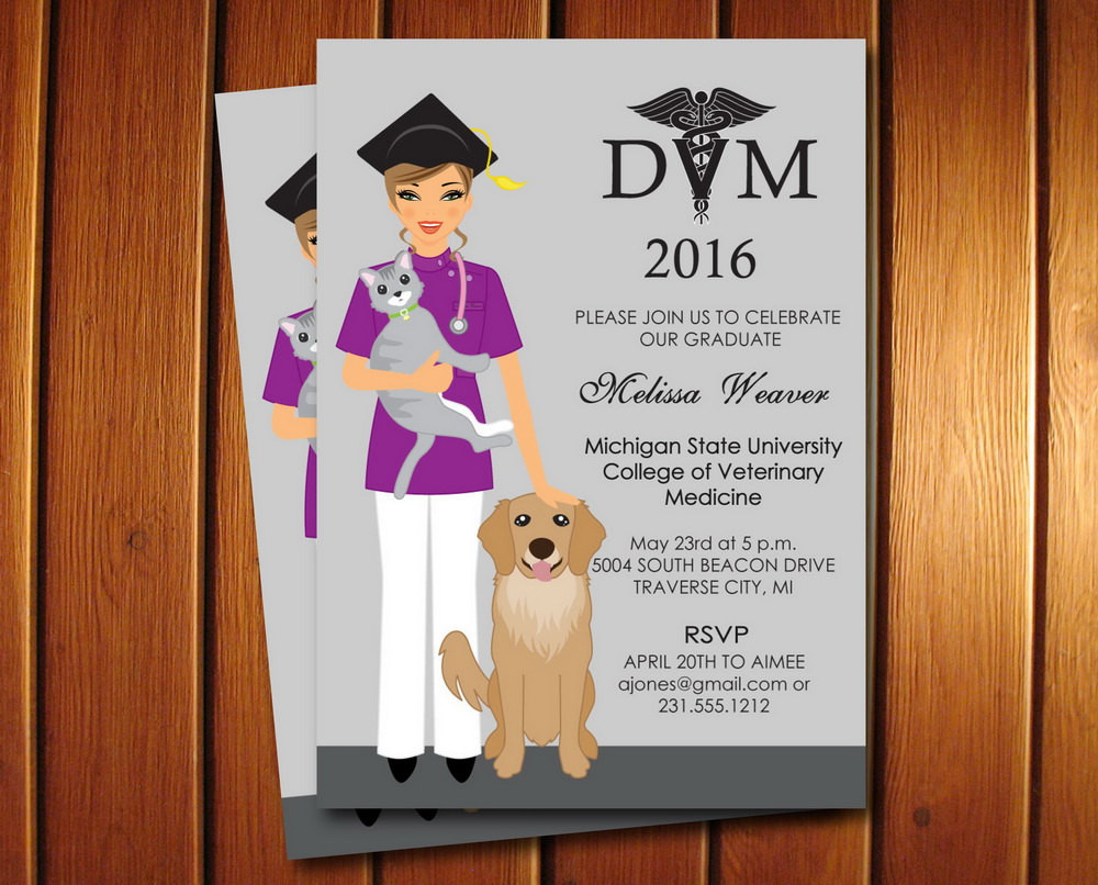 Veterinarian Graduation Party Ideas
 Veterinary School Graduation Invitation Veterinarian
