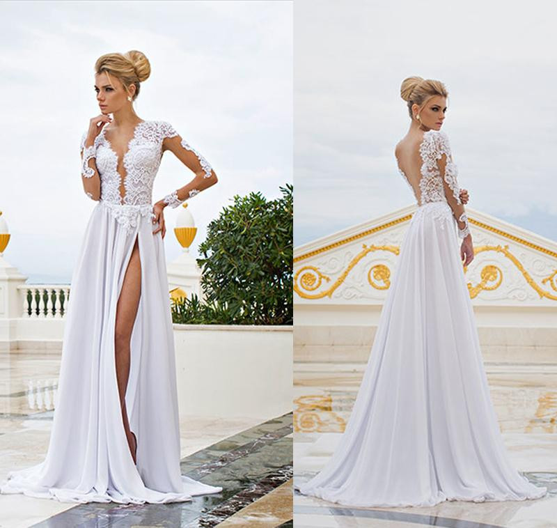 Vintage Beach Wedding
 Discount 2015 Backless Beach Wedding Dresses Vintage V