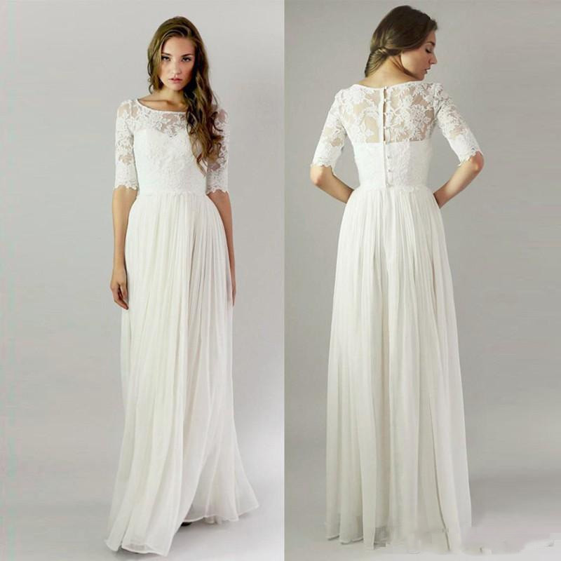 Vintage Beach Wedding
 Vintage Beach Wedding Dress With Half Sleeves 2017