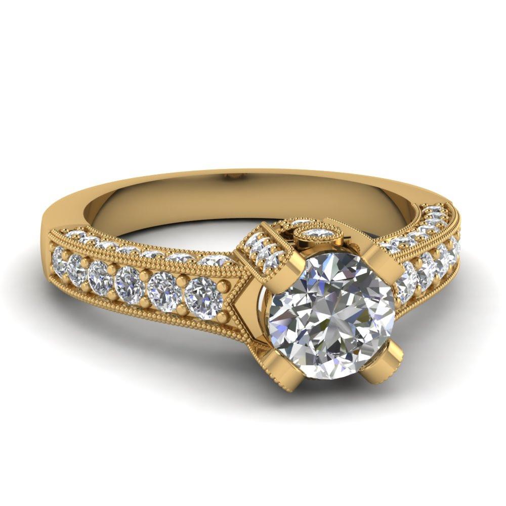 Vintage Diamond Engagement Ring
 Round Cut Crown Diamond Antique Vintage Engagement Ring In