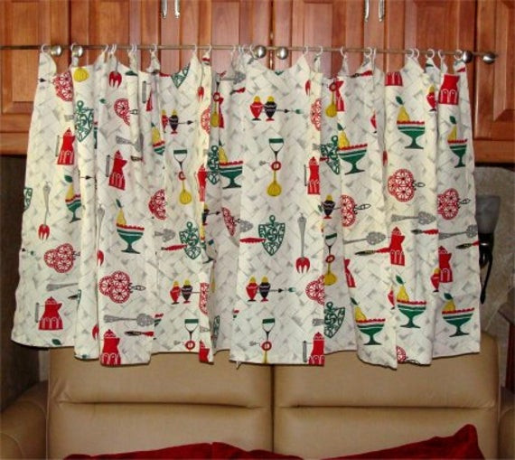 Vintage Kitchen Curtains
 1960 s CURTAINS Retro Vintage KITCHEN Decor 4 Panels