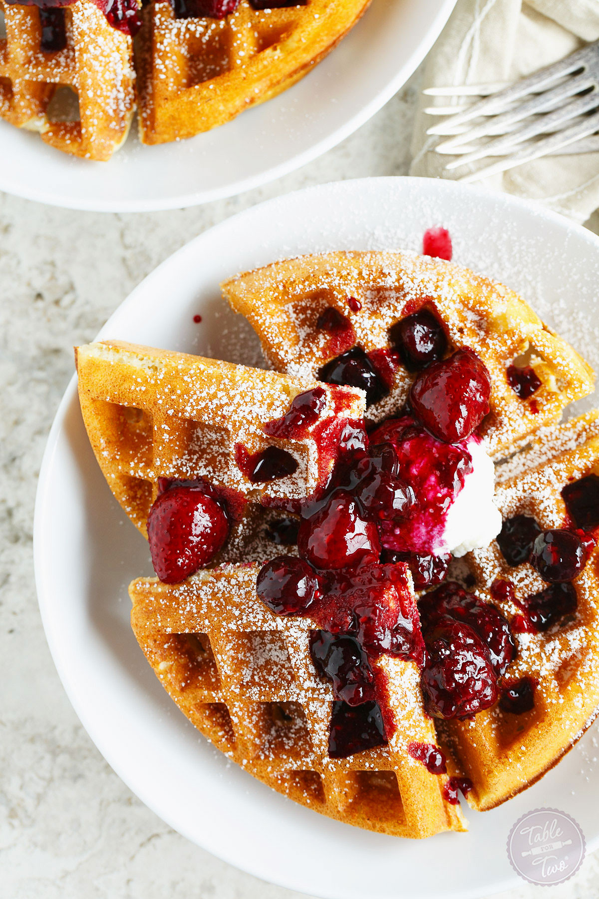 Waffles For Two
 Yeasted Berry Waffles aka The Best Waffles Ever Table