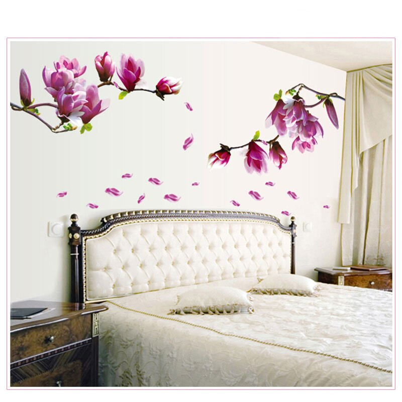Wall Art Decals For Bedroom
 1PC Magnolia Flower Wall Stciker 3D Vinyl Wall Decals