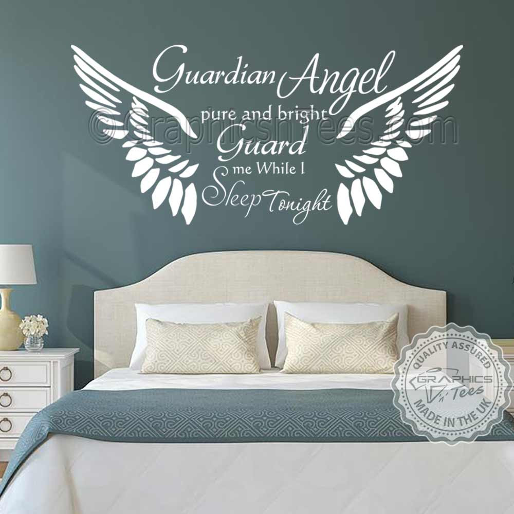Wall Art Decals For Bedroom
 Guardian Angel Bedroom Wall Sticker Quote With Angel Wings