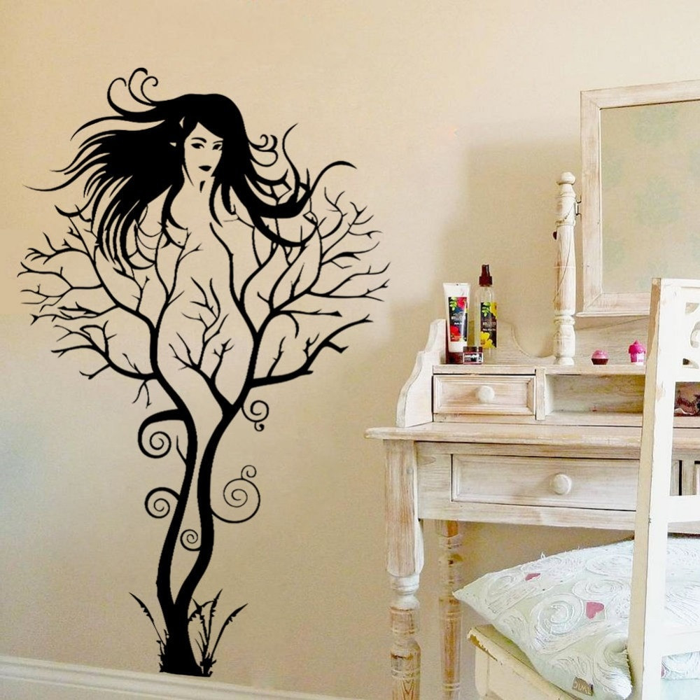 Wall Art Decals For Bedroom
 Creative y Girl Tree Gril Vinyl Wall Decal Removable