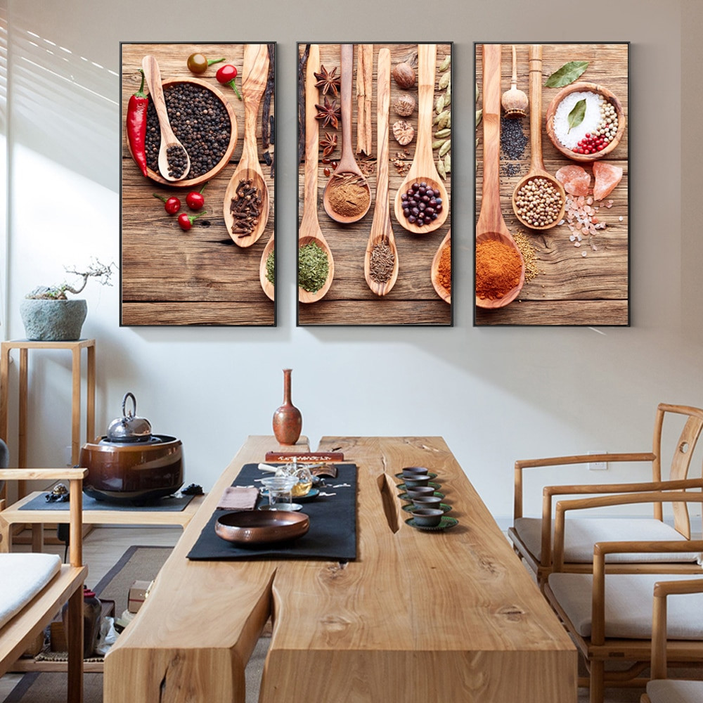 Wall Art For The Kitchen
 3 Panels Condiments In The Kitchen Wall Art Canvas Prints