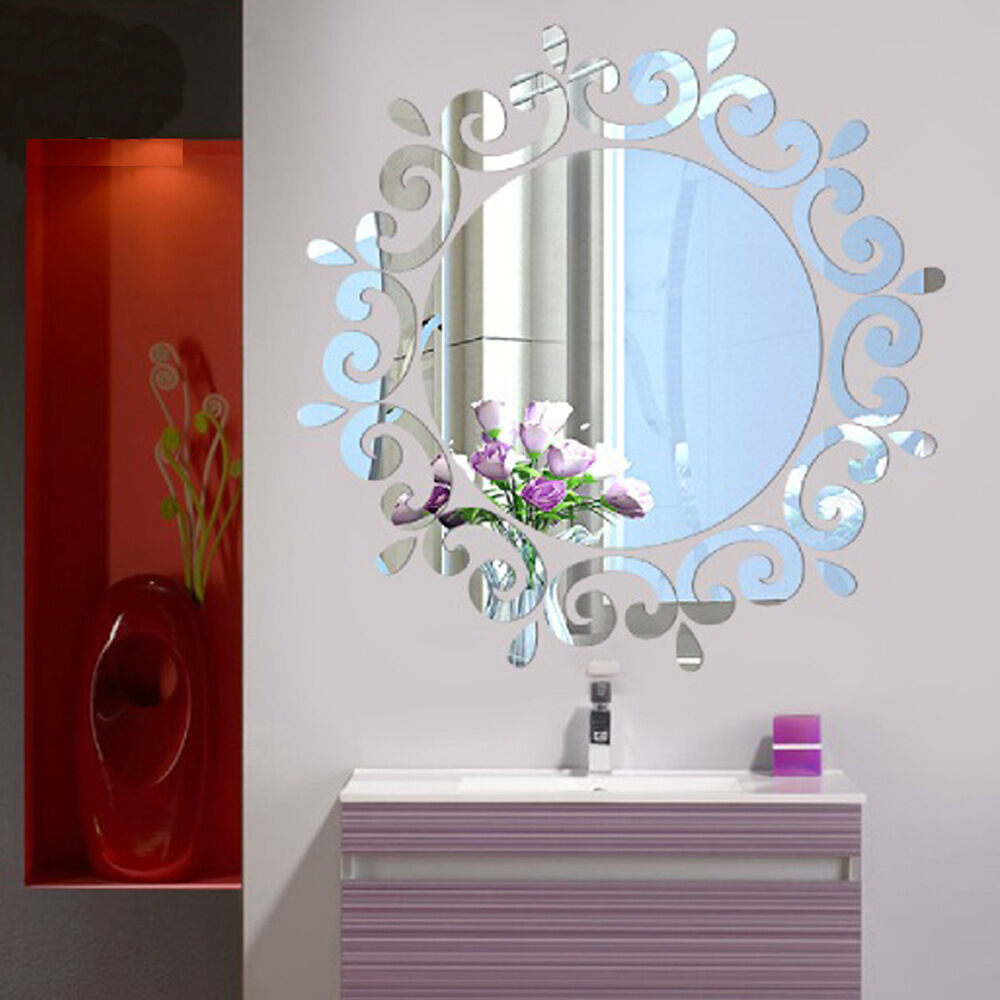 Wall Decal Bathroom
 Mirror Floral Wall Stickers Art Decal Mural Removable Home