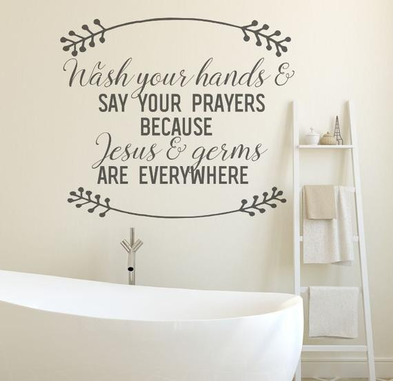 Wall Decal Bathroom
 Bathroom Wall Decal Wall Decals Jesus and Germs Bathroom