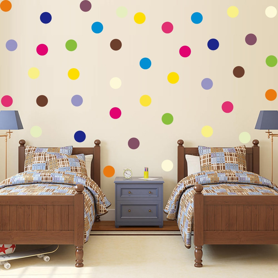 Wall Decor Kids Rooms
 Colorful Tiny Polka Dots Circle Color Wall Sticker For