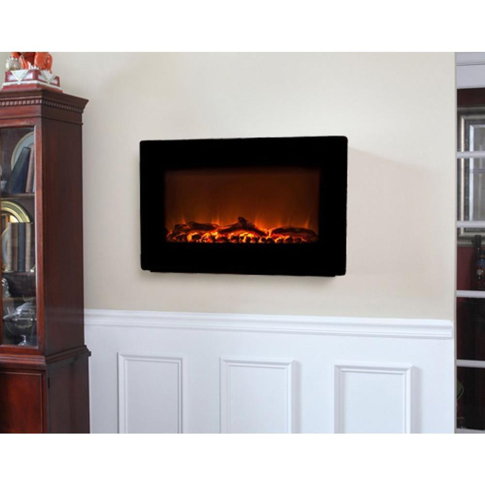 Wall Fireplace Electric
 30 in Wall Mount Electric Fireplace in Black with 1400