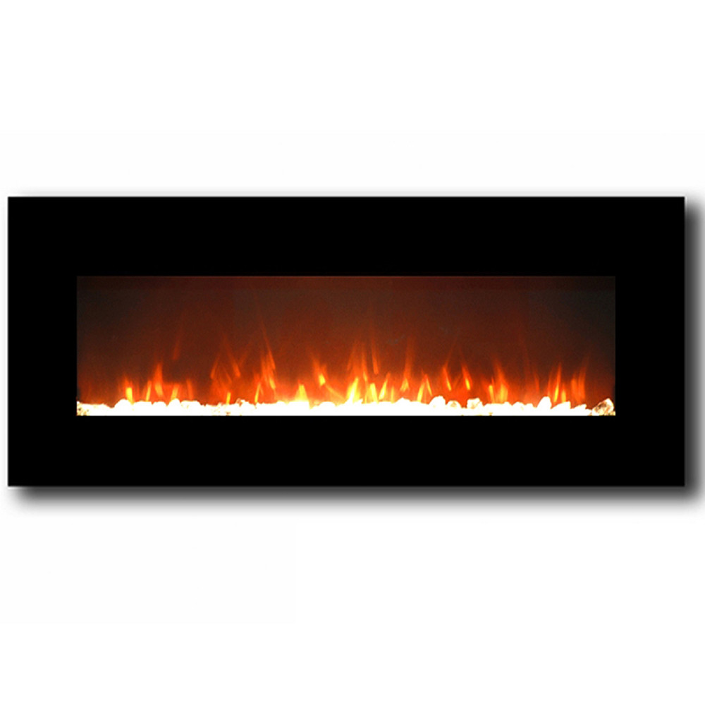 Wall Fireplace Electric
 Lawrence 50 Inch Crystal Electric Wall Mounted Fireplace Black