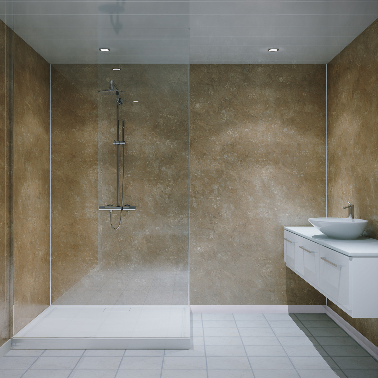 Wall Panel For Bathroom
 Multipanel Classic Travertine Hydro Lock Tongue & Groove