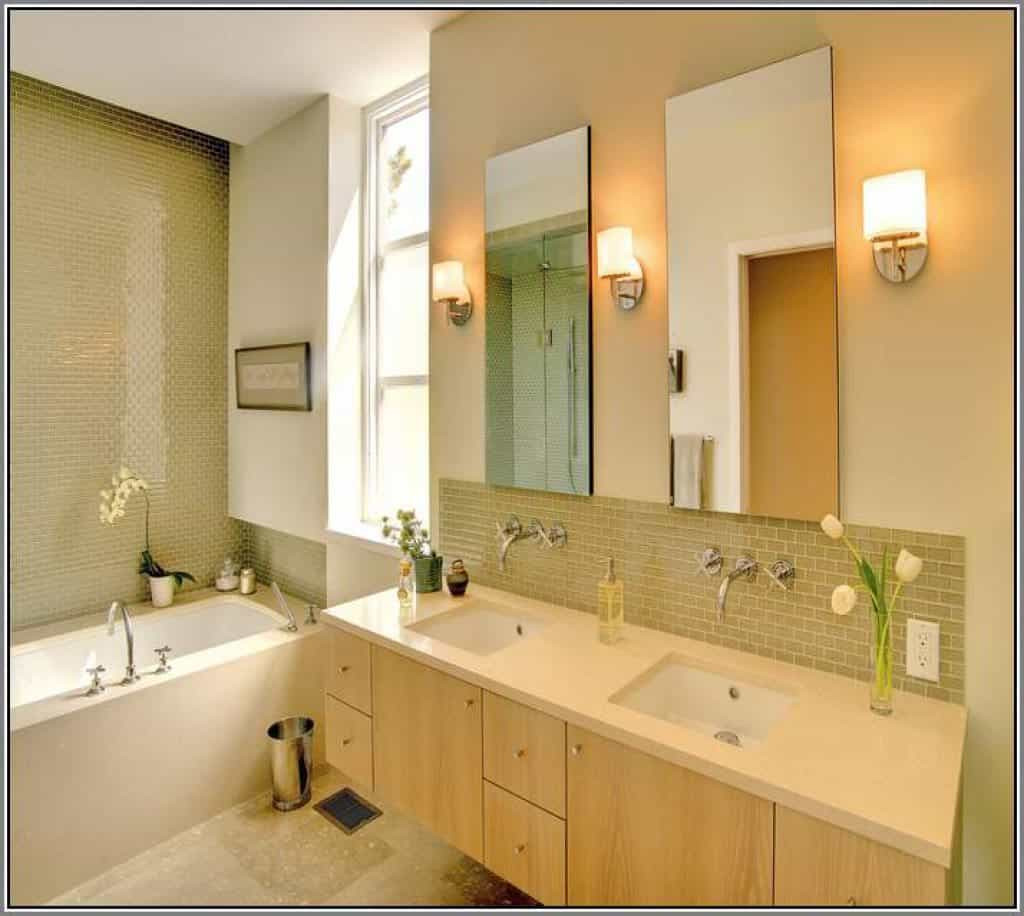 Wall Sconces For Bathroom Vanity
 Small Bathroom With Small Wall Sconces And Mounted Vanity