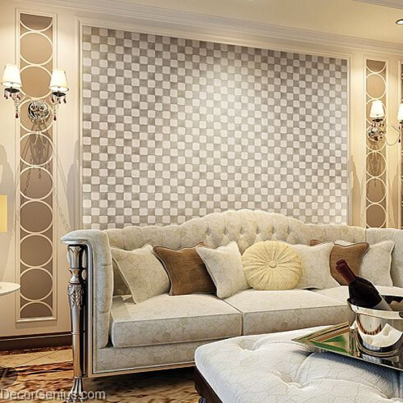 Wall Tile Living Room
 DecorGenius White Grey Leather Wall Tile Living Room Decor